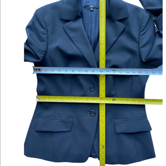 Hugo Boss Janna3 Virgin Wool Suit Jacket Blazer Off Black Graphite Size 8 - Picture 12 of 13